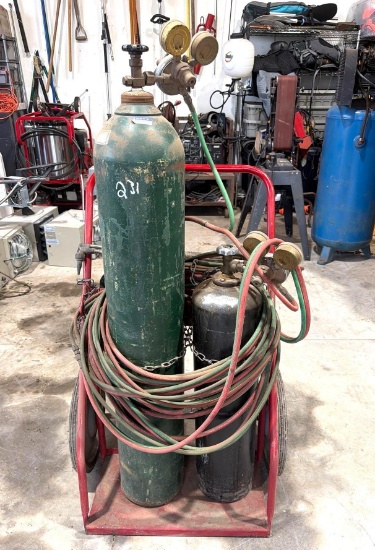 Victor Oxy-Acetylene Cutting Torch Set with Cylinders & Dolly