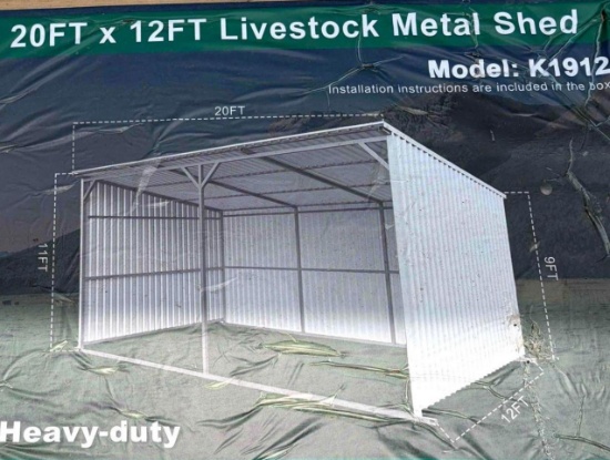 12 ft. x 20 ft. Heavy-Duty Livestock Loafing Shed - New - Unassembled