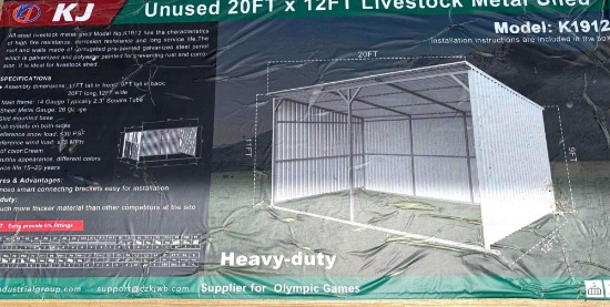 12 ft. x 20 ft. Heavy-Duty Livestock Loafing Shed - New - Unassembled