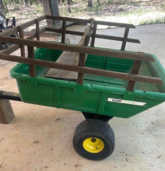 John Deere Tow-Behind Utility Cart with Custom Wood Rack