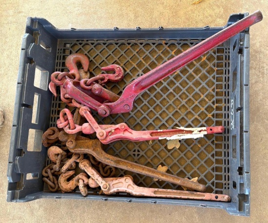 Lot of (4) Heavy-Duty Lever Chain Load Binders (Boomers)