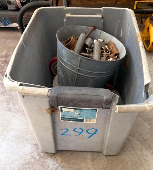 Large Tote & Bucket with Assorted Casters, Sockets & Hardware