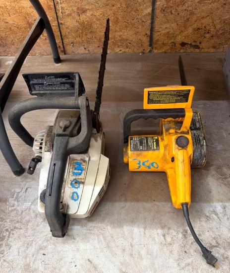 Lot of (2) Chainsaws - (1) Gasoline & (1) Electric