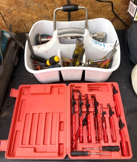 Snap Ring Pliers Set in Case & Tote of Assorted Hand Tools