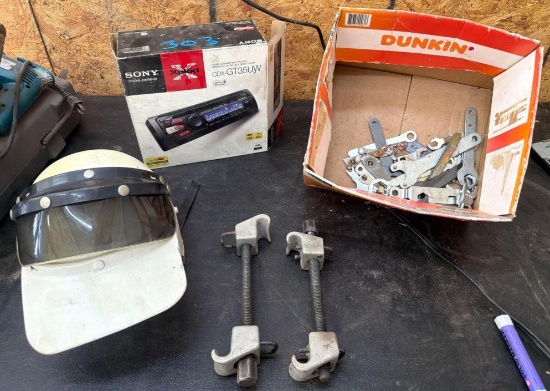 Lot of Sony Car Stereo, Vintage Face Shield, Spring Compressors & Specialty Tools