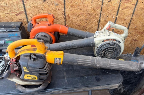 Lot of (3) Gas-Powered Backpack & Handheld Leaf Blowers - Project Lot