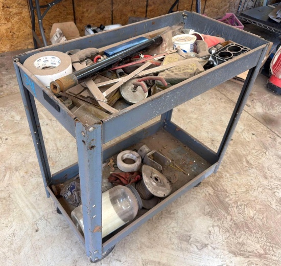 Rolling Utility Cart with Assorted Tools, Abrasives & Shop Supplies