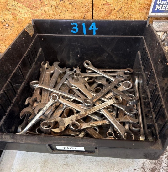 Tub of Assorted SAE & Metric Combination Wrenches - Craftsman & Other Brands