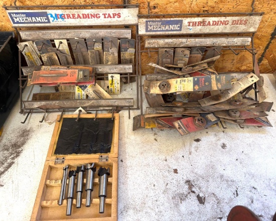 Lot of Taps, Dies, Threading Sets & Forstner Drill Bits