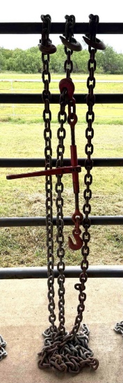 (3) Heavy-Duty Log Chains with (1) Ratchet Load Binder - 3X MONEY