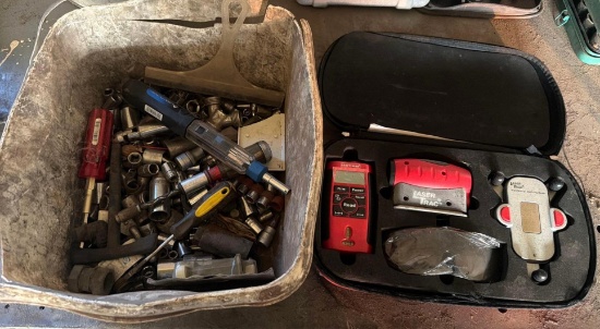 Lot of Craftsman Laser Level, Assorted Sockets & Hand Tools