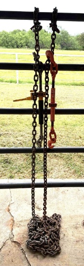 (2) Heavy-Duty Log Chains with (2) Ratchet Load Binders - 2X MONEY