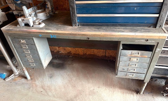 Steel Workbench with Wood Top & Storage Drawers - 66 in. x 27 in.