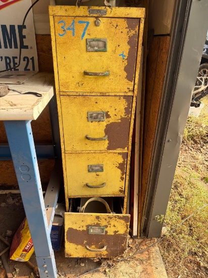 Vintage Metal File Cabinet with Contents