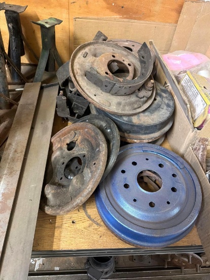 Lot of Automotive Parts, Brake Tools, Jack Stands & Exhaust Components