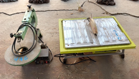 Ryobi Portable Table Saw & Central Machinery 16 in. Variable Speed Scroll Saw - Both Work
