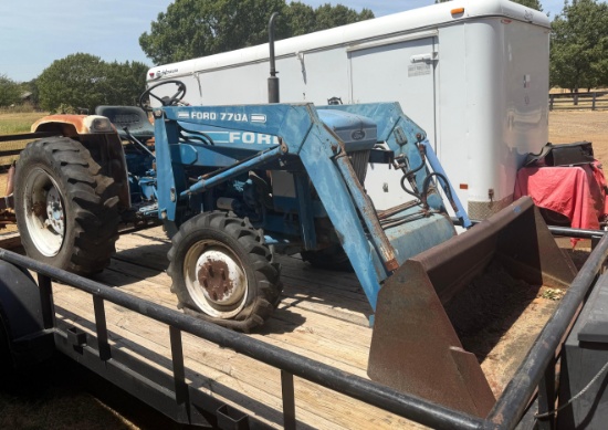 Ford 1910 4WD Tractor with Front Loader, Post Hole Digger & Box Blade - 1,438 Hours