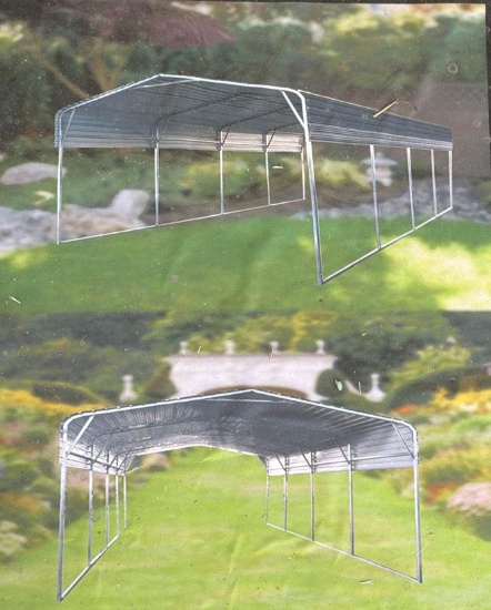ATS 11 ft. x 19 ft. All-Steel Carport with 10 ft. Open Side Walls - Model ATS-CP1119 - New