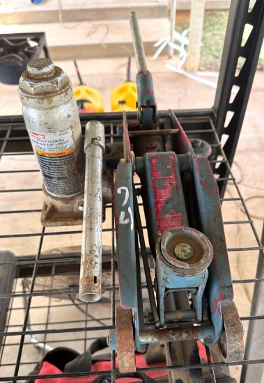 Small Hydraulic Floor Jack & 6-Ton Bottle Jack - Both Work