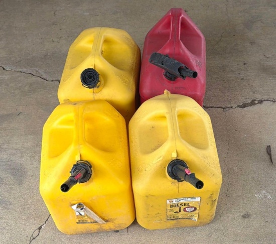 Lot of Assorted Gas & Diesel Fuel Cans