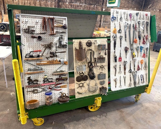 Heavy-Duty Mobile Panel Display Cart / Rolling Pegboard Rack - Frame Only