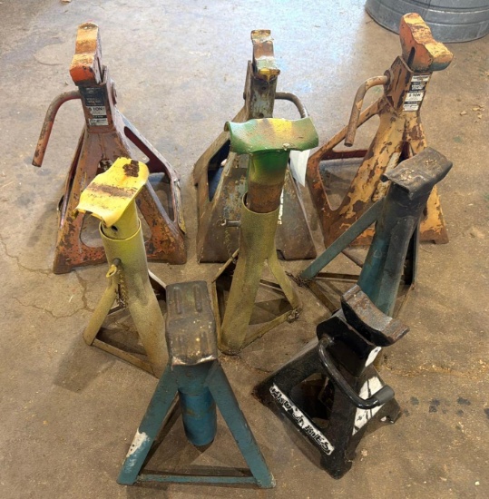 Lot of (8) Misc. Heavy-Duty Jack Stands - Assorted Styles & Sizes
