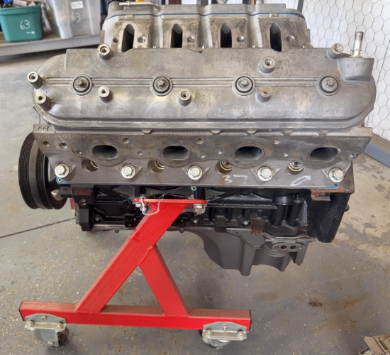 Appears-to-Be 6.0L LS Engine with 799 Cathedral-Port Heads and Rolling Stand - Condition Unknown