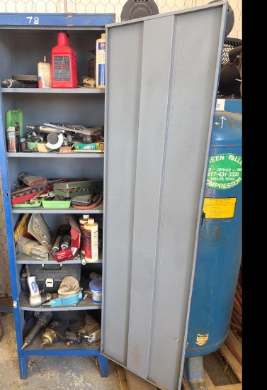 Steel Storage Cabinet with Air Tools, Stamp Set and Impact Sockets