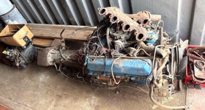Ford-Attributed V8 Engine with Transmission - Exact Identification Unconfirmed