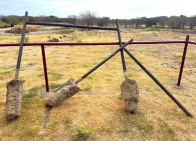 Black Fence H-Brace with Additional Corner Leg - Installed Maroon Fence Excluded