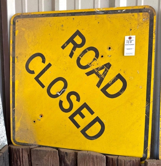 Yellow Diamond Road Closed Metal Traffic Sign - 30 x 30 in Face