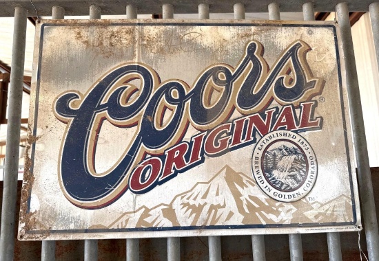 Coors Original Silver Metal Beer Sign - 24 x 16 in