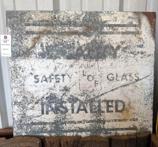 Libbey-Owens-Ford Safety Plate Glass Installed Metal Sign - 27 x 24 in