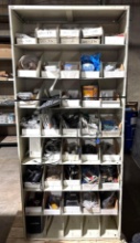 2 Metal Industrial Storage Cabinets with Assorted Electrical Components, Parts & Hardware