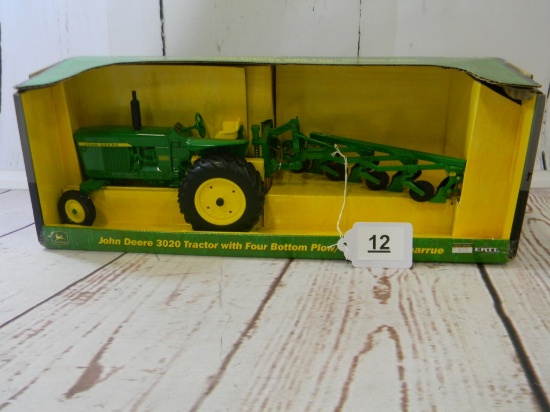 ERTL JOHN DEERE 320 TRACTOR W/ 4 BOTTOM PLOW