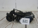 CAST IRON MOTORCYCLE W/ SIDE CAR
