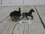 CAST IRON CART W/HORSE