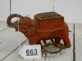CAST IRON ELEPHANT CIGARETTE DISPENSER & ASHTRAY