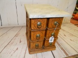 SET OF 6 SEWING MACHINE DRAWERS W MARBLE TOP TABLE