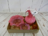 FOSTORIA PINK RUFFLED DISHES