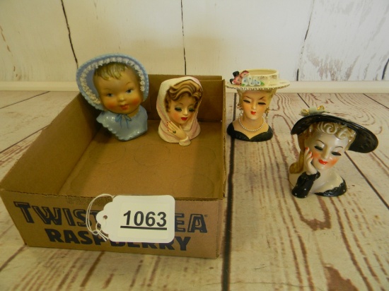 FLAT OF 4 HEAD VASES