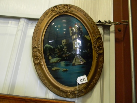OVAL FRAMED REVERSED GLASS PRINT