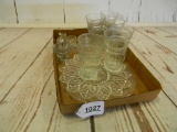 SET OF GLASS TUMBLERS AND MISC