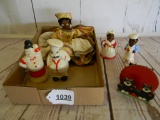 FLAT OF VINTAGE SALT AND PEPPER SHAKERS AND