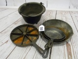CAST IRON PANS AND KETTLE
