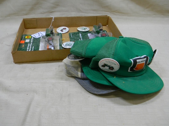 FLAT OF MISC HATS, 2 OLIVER 88 W/ MOUNTED PICKER