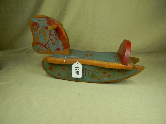 SPOTTY WOODEN ROCKING HORSE