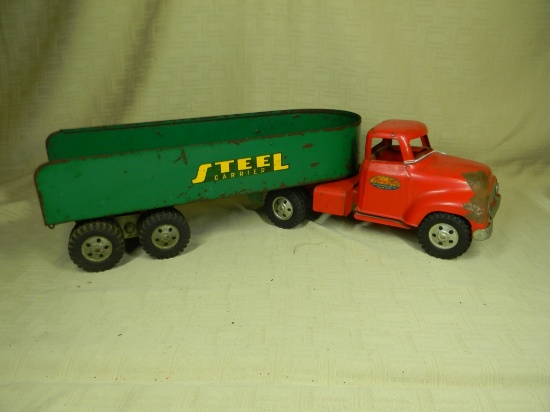54-55 STEEL TONKA TRUCK AND TRAILER