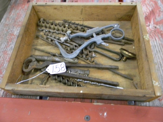 BOX OF MISC CALLIPER, BRACE BITS, ETC