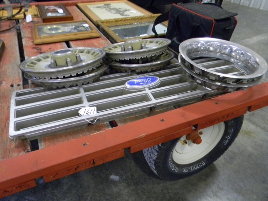 FORD GRILL, HUBCAPS AND 2 BEAUTY RINGS